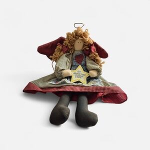 Handmade Rag Doll with Red and Black Dress